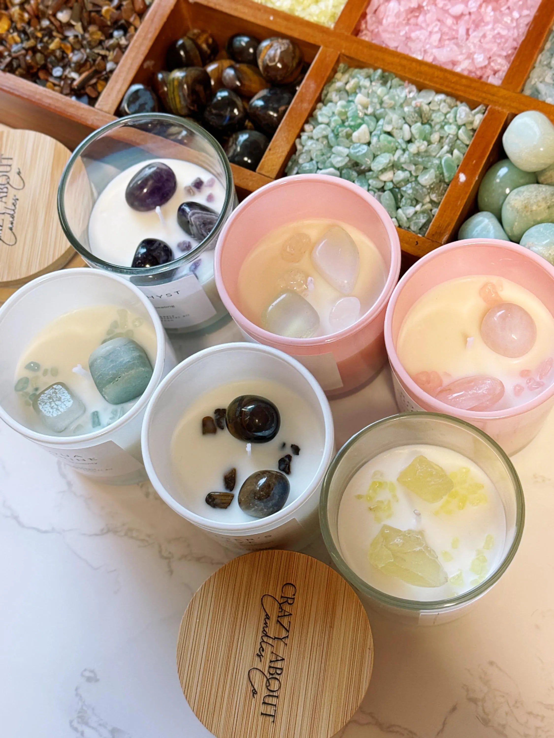 Energy Crystal Candle Natural Soy Wax Aromatherapy Healing - Spiritual & Wellness