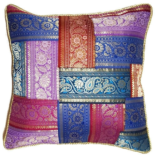 Patchwork Jacquard Silk Cushion Cover - Artisan Home Décor