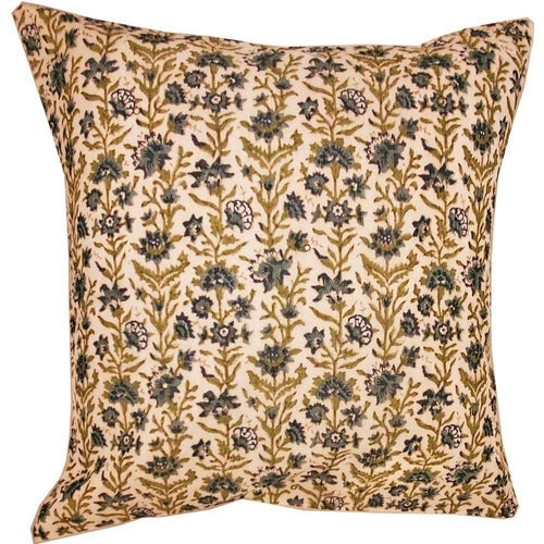 Floral Garden Cushion Cover Chanderi Print Home Accent - Artisan Home Decor