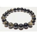 8mm Gold Obsidian Beaded Elastic Stretch Bracelet - Spiritual & Wellness