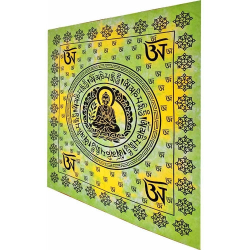 Buddhist Om Symbol Full Size Tapestry Wall Hanging with Seven Chakras - Spiritual & Wellness