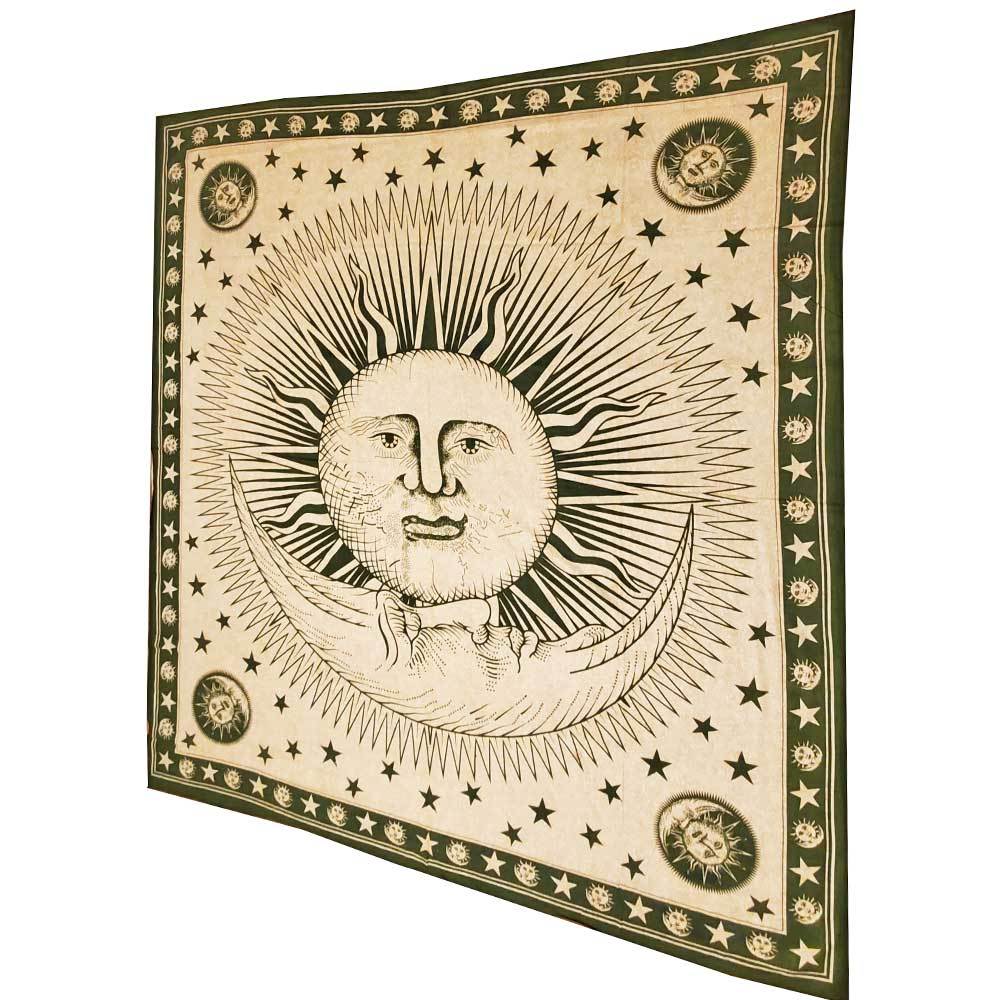 Divine Sun & Celestial Crescent Moon Tapestry with Self Design - Spiritual & Wellness
