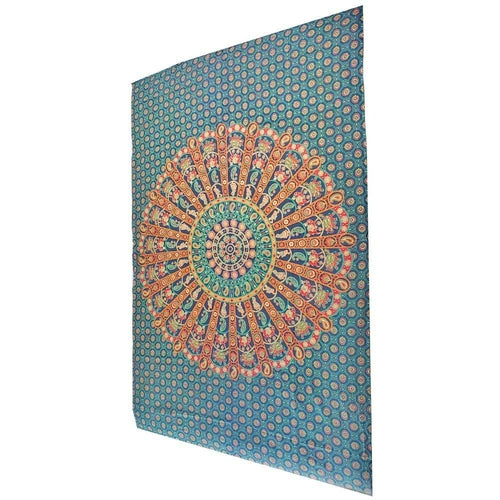 Green Radha Krishna Image Elephant Bohemian Tapestry - Spiritual & Wellness