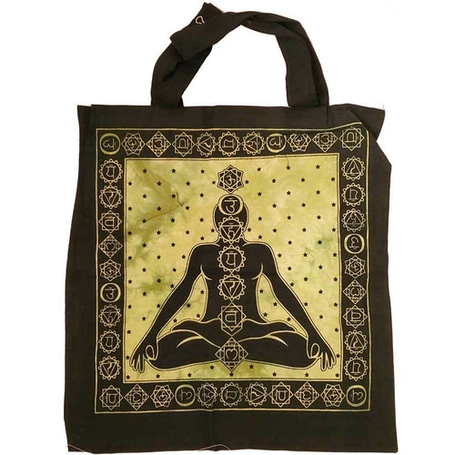Seven Chakras Avatar Meditation Tie Dye Market Tote Bag Canvas - Spiritual & Wellness