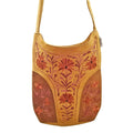 Handmade Suede Floral Design Embroidered Leather Bag - Artisan Fashion Accessories