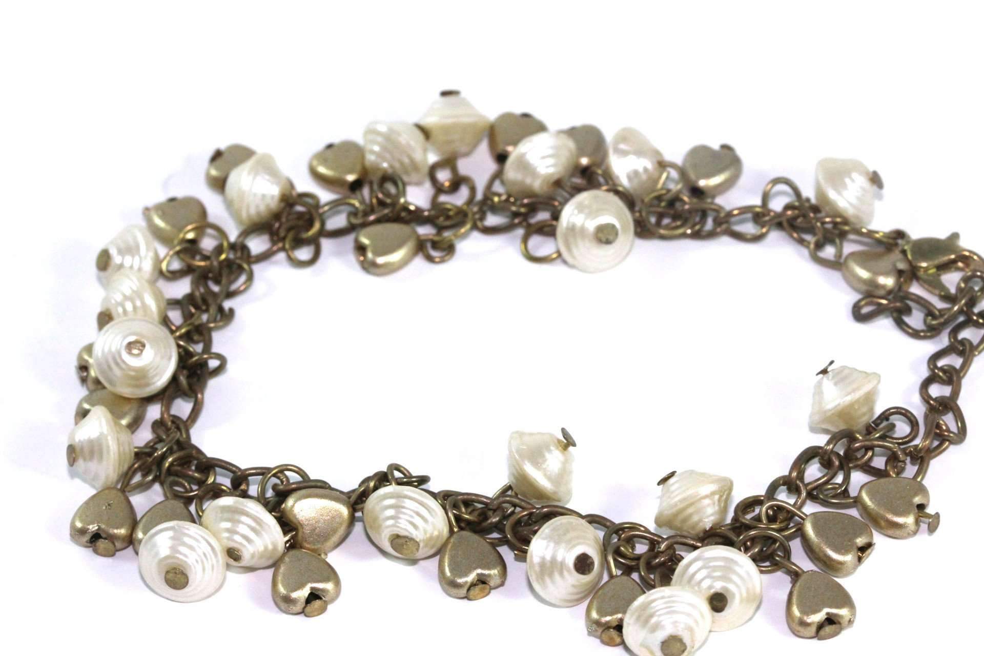Golden Hearts & Shells Charm Bracelet - Artisan Fashion Accessories