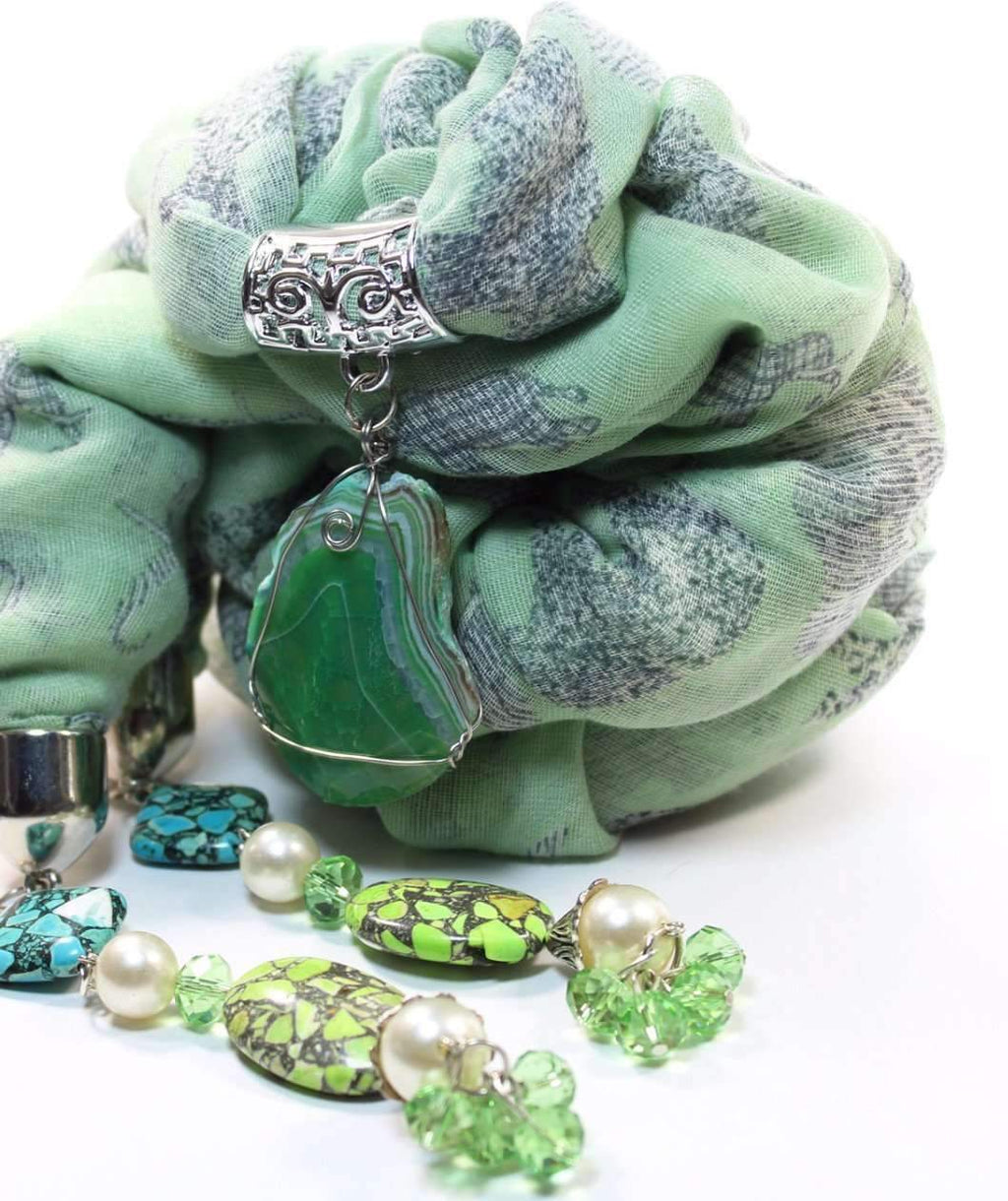 Grazing Elephants Pendant Scarf - Artisan Fashion Accessories