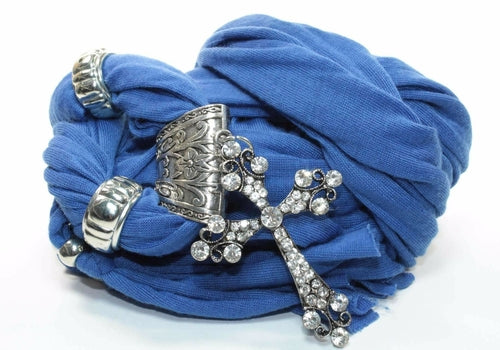 Nautical Blue Cross Pendant Scarf - Coastal Home Décor