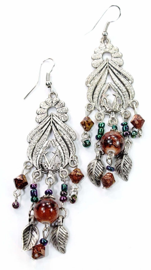 Bohemian Queen Marbled Bead Earrings - Artisan Fashion Accessories