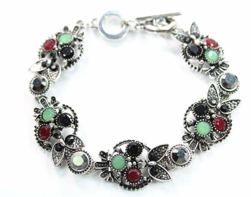 Brilliant Multi Crystal Owl Bracelet - Artisan Fashion Accessories
