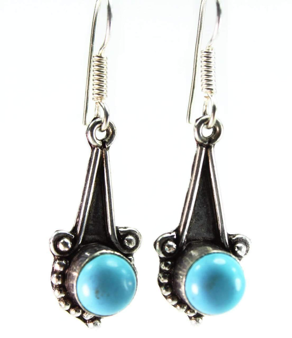 Turquoise Round Stone Earrings - Crystals & Gemstones