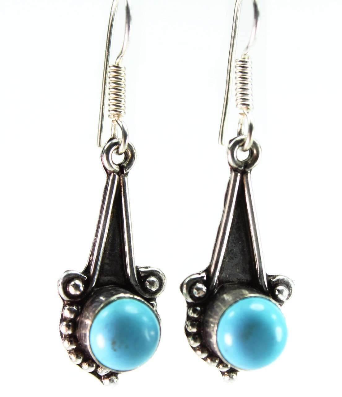 Turquoise Round Stone Earrings - Crystals & Gemstones