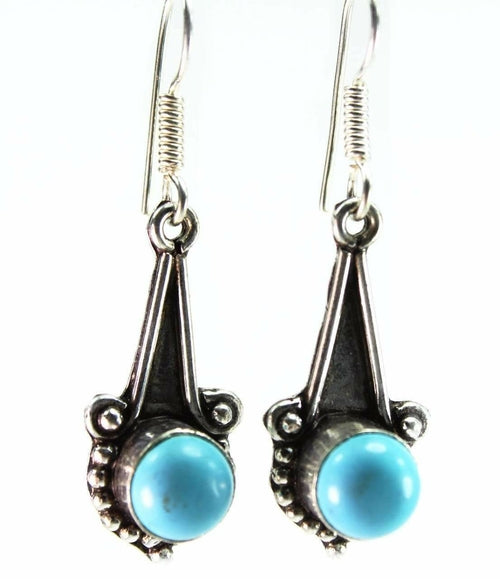 Turquoise Round Stone Earrings - Crystals & Gemstones