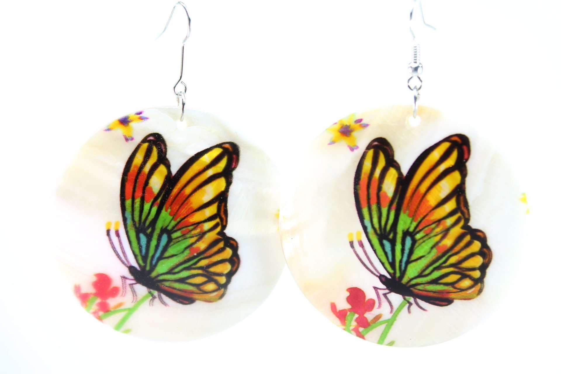 Basking Butterfly Mother Of Pearl Earrings - Artisan Fashion Accessories