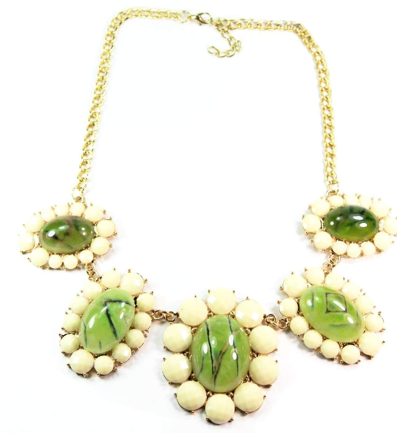 Full Bloom Green Flower Statement Necklace - Necklaces