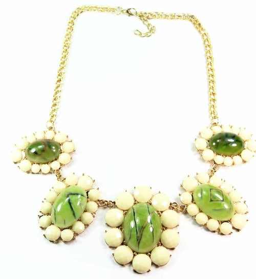 Full Bloom Green Flower Statement Necklace - Necklaces