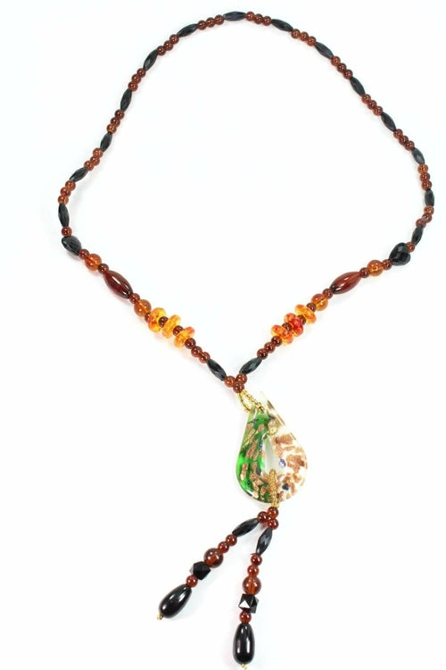 Pear Pendant Gypsy Style Shimmer Necklace - Necklaces