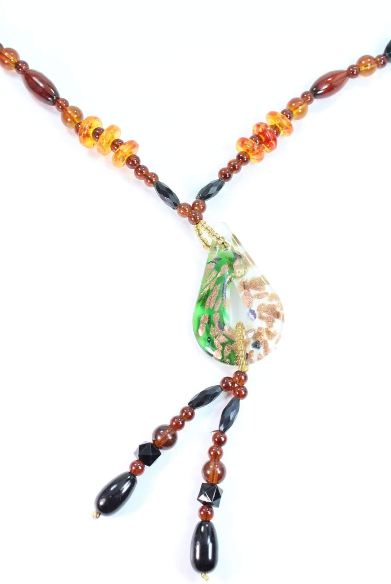 Pear Pendant Gypsy Style Shimmer Necklace - Necklaces