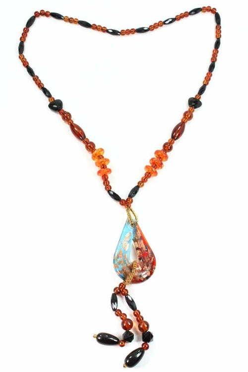 Pear Pendant Gypsy Style Shimmer Necklace - Necklaces