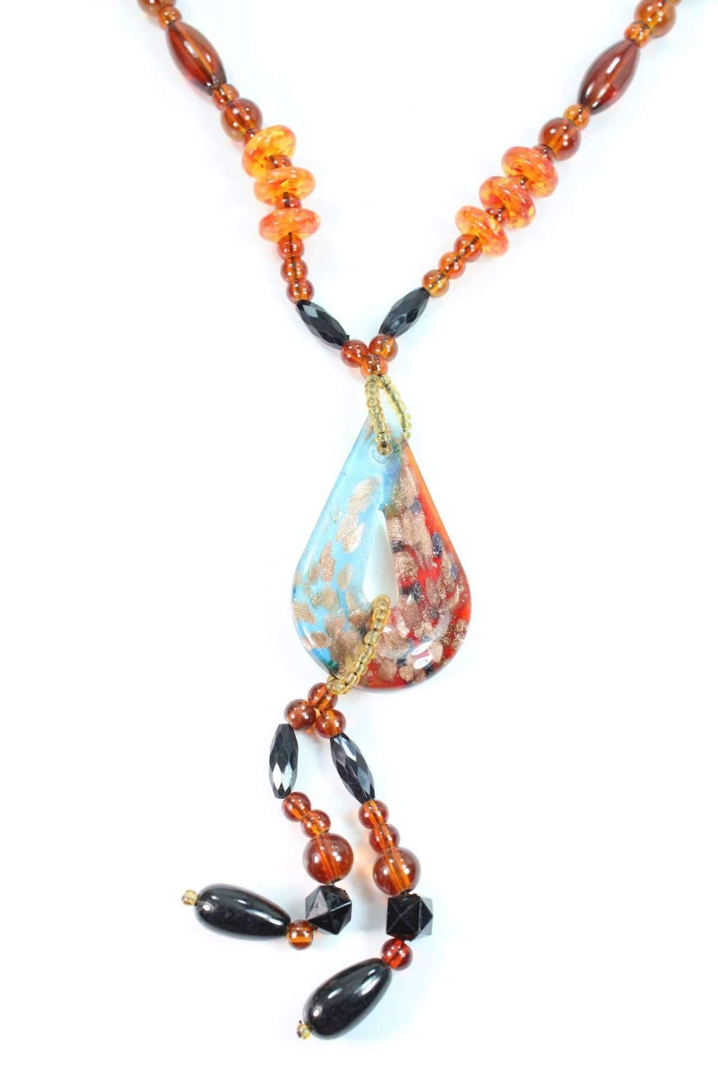 Pear Pendant Gypsy Style Shimmer Necklace - Necklaces