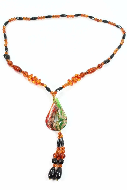 Pear Pendant Gypsy Style Shimmer Necklace - Necklaces