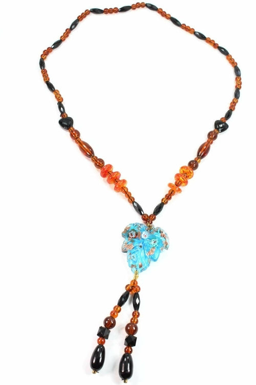 Leaf Pendant Gypsy Style Shimmer Necklace - Artisan Fashion Accessories