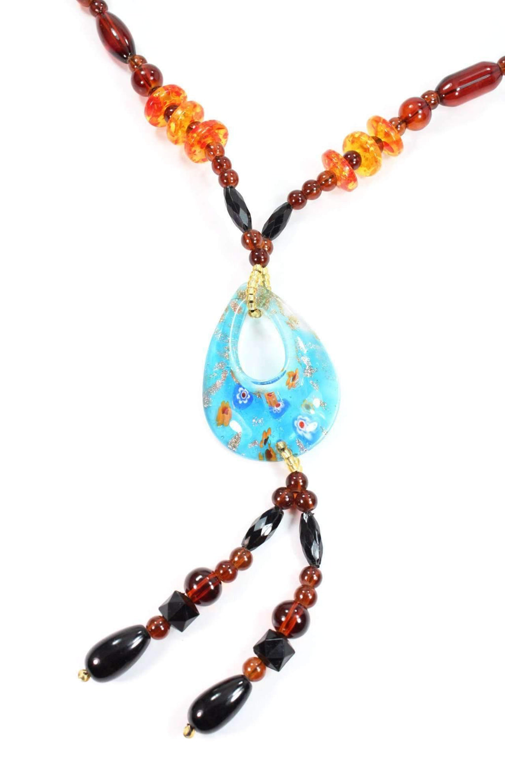 Oval Pendant Gypsy Style Shimmer Necklace - Artisan Fashion Accessories