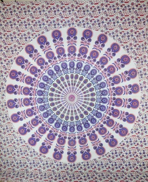 Peacock Feathers Mandala Tapestry - Artisan Home Décor