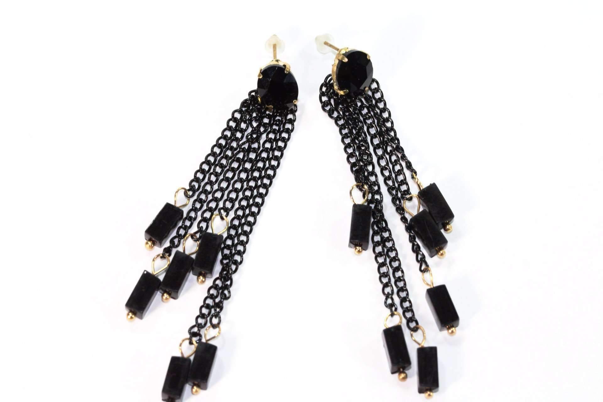 Chain & Beads Dangle Earrings - Artisan Fashion Accessories