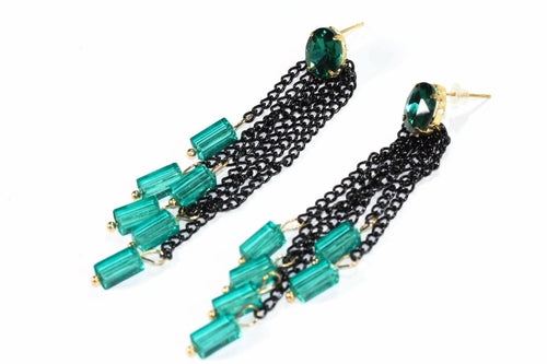 Chain & Beads Dangle Earrings - Artisan Fashion Accessories