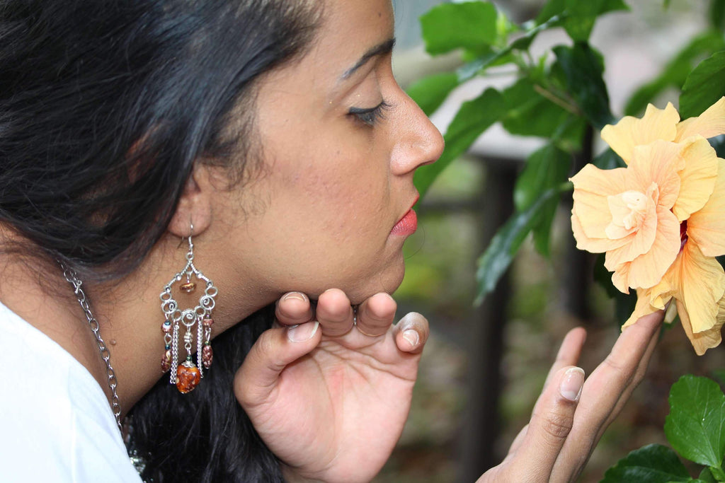 Marbled Beads Scroll Work Dangler Earrings - Artisan Fashion Accessories