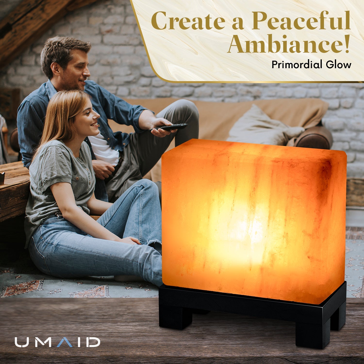 UMAID Authentic Natural Himalayan Salt Lamp Hand-Carved Modern - Spiritual & Wellness