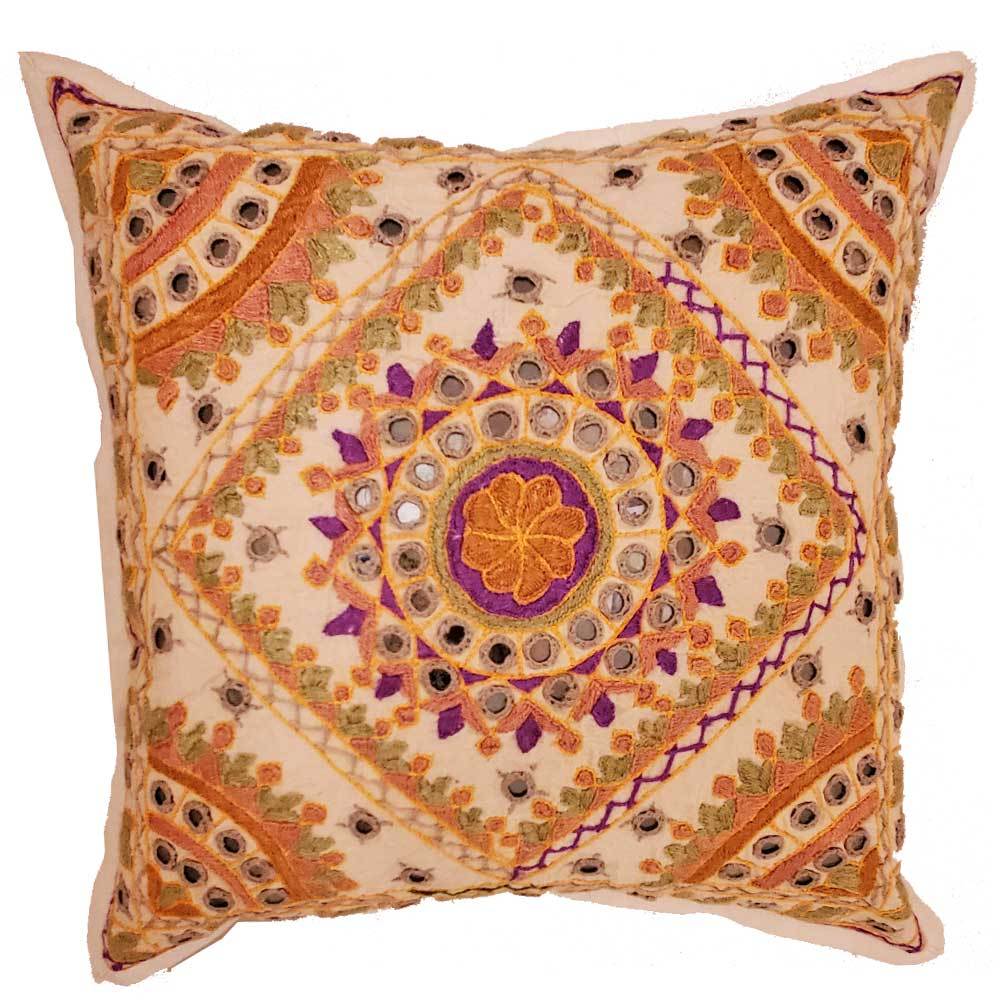 Indian Mirror Work Cushion Cover - Artisan Home Décor
