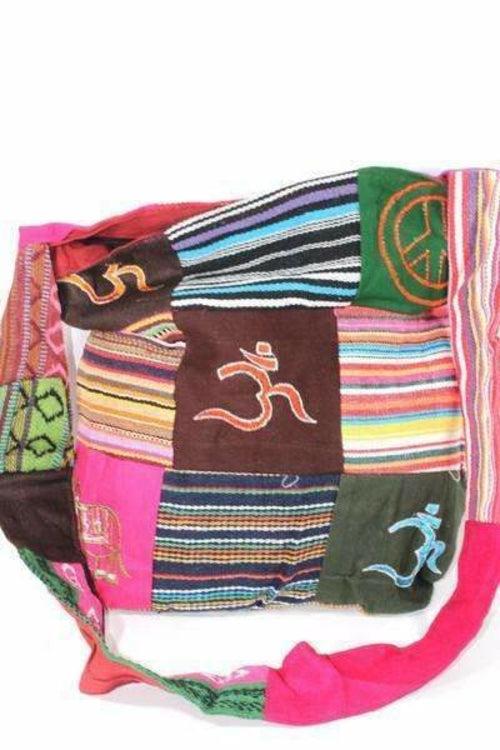 Mixed Symbols Durrie Patchwork & Pop Art Sling Bag - Artisan Fashion Accessories