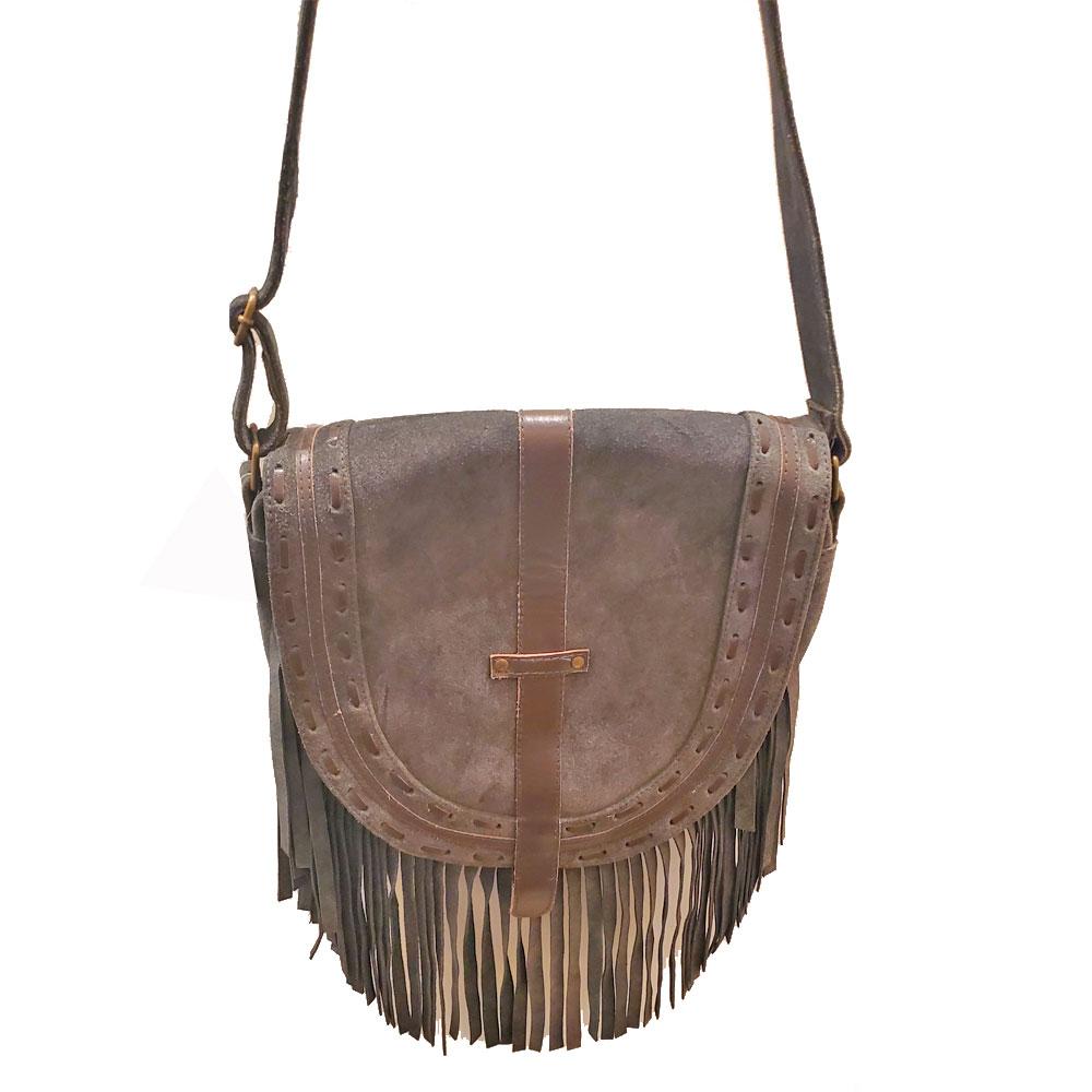 Leather Boho Fringe Suede Tassel Crossbody Bag - Artisan Fashion Accessories