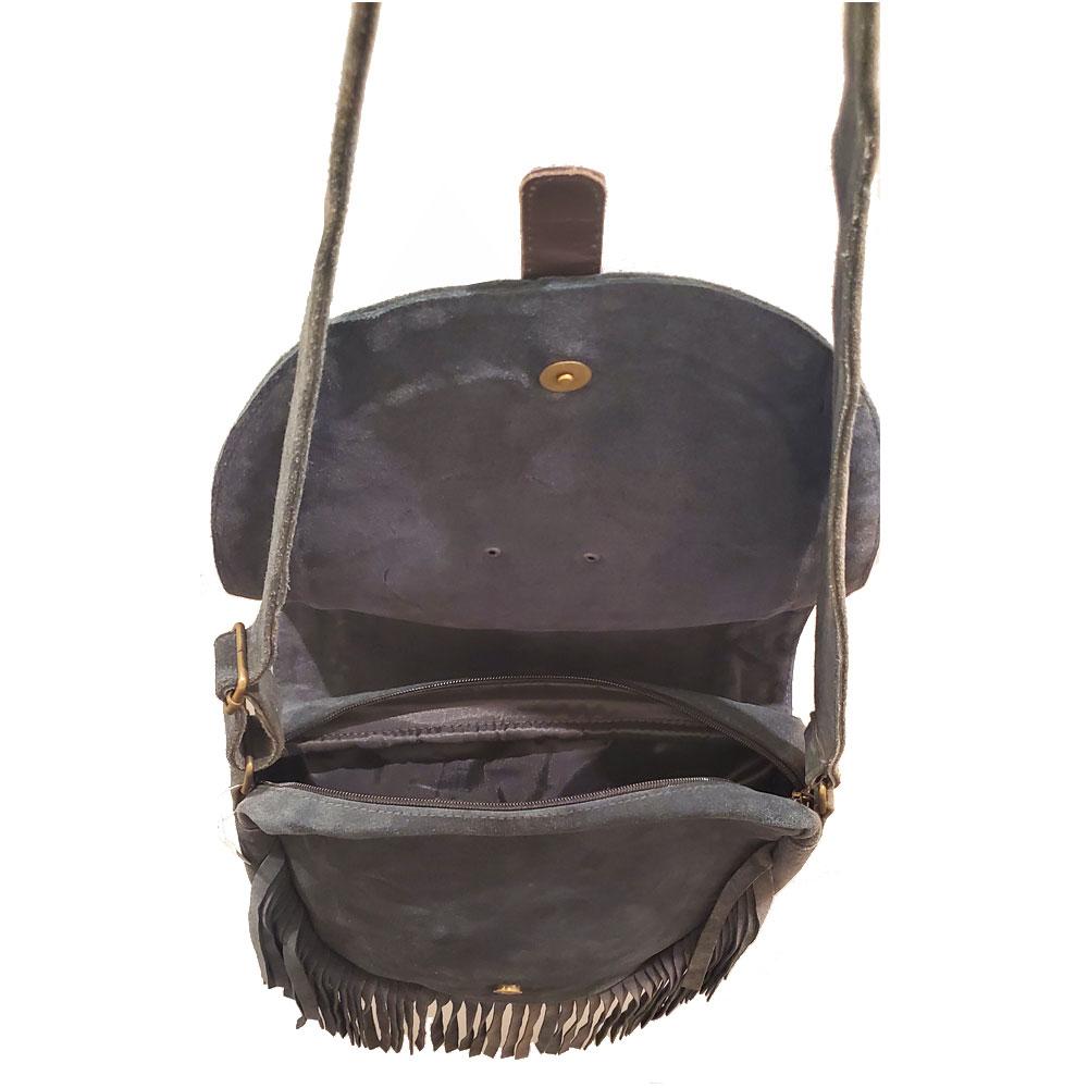 Leather Boho Fringe Suede Tassel Crossbody Bag - Artisan Fashion Accessories
