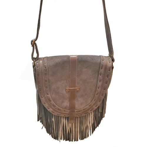 Leather Boho Fringe Suede Tassel Crossbody Bag - Artisan Fashion Accessories