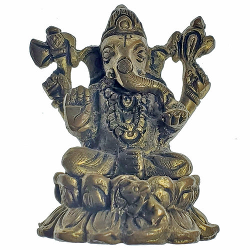 Brass Ganesha Idol Statuette - Spiritual & Wellness