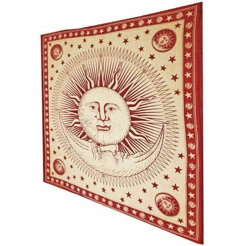 Divine Sun & Celestial Crescent Moon Tapestry with Self Design - Spiritual & Wellness