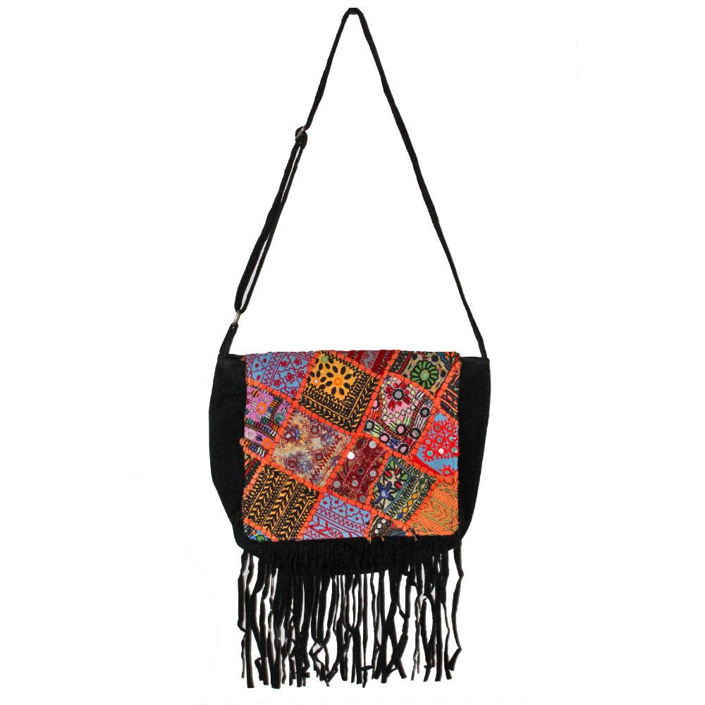 Mirror Work Fabric Patchwork Embroidery Vintage Canvas Bag - Artisan Fashion Accessories