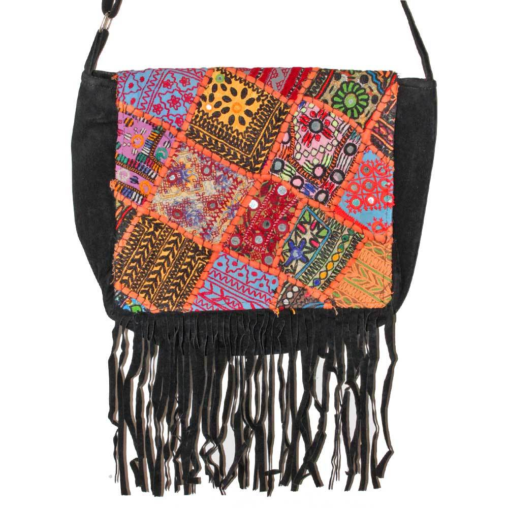Mirror Work Fabric Patchwork Embroidery Vintage Canvas Bag - Artisan Fashion Accessories