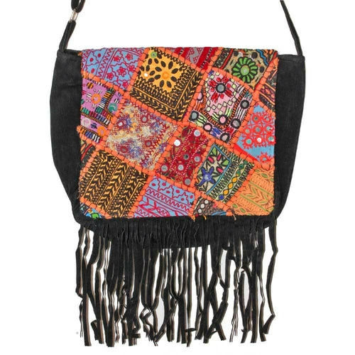 Mirror Work Fabric Patchwork Embroidery Vintage Canvas Bag - Artisan Fashion Accessories