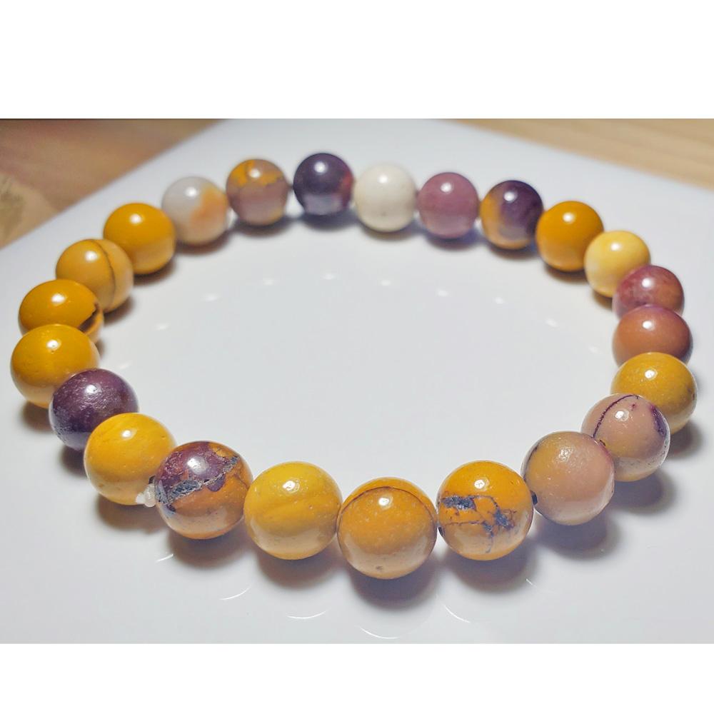 8mm Australian Jasper Mookaite Beaded Elastic Stretch Bracelet - Crystals & Gemstones