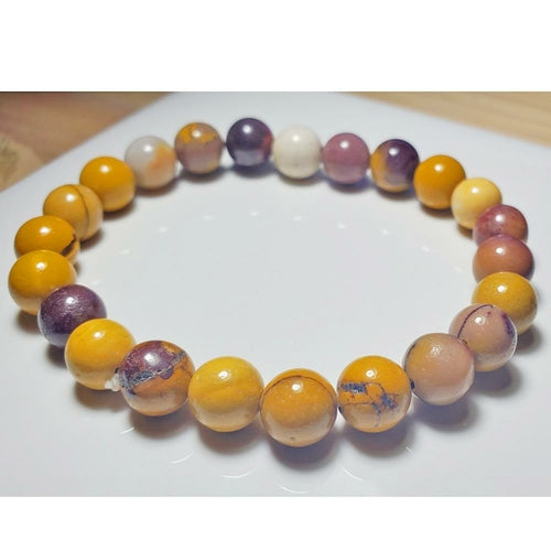 8mm Australian Jasper Mookaite Beaded Elastic Stretch Bracelet - Crystals & Gemstones
