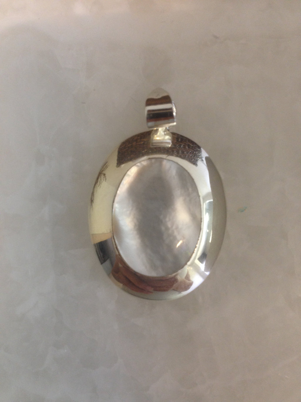 Silver Mother Of Pearl Necklace | Oval Stone | Protection