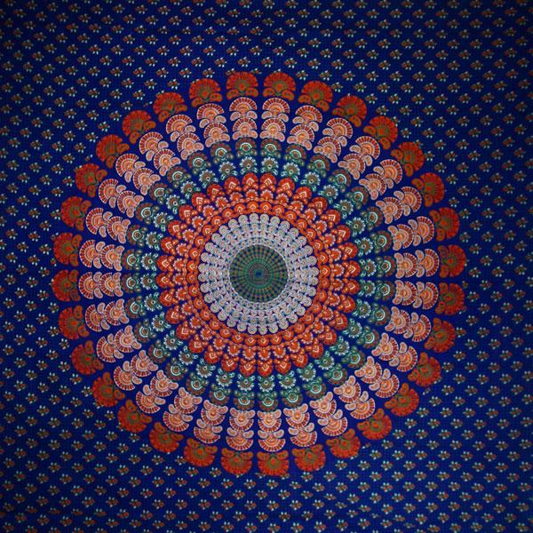 Navy Blue Peacock Dance Mandala Tapestry - Artisan Home Décor