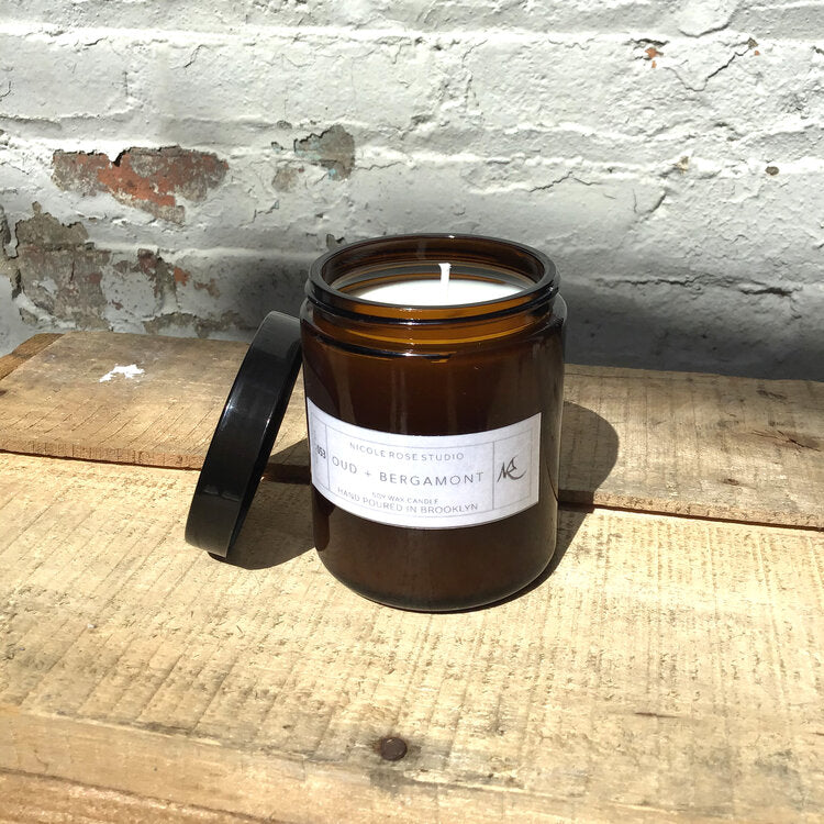 Oud & Bergamot Scented Soy Wax Candle - Spiritual & Wellness