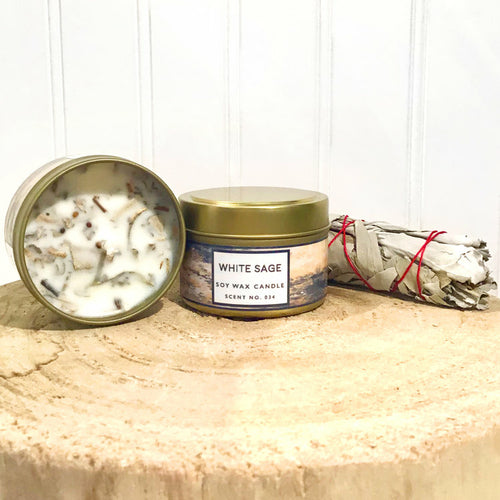 White Sage Aromatherapy Soy Wax Candle - Sacred Smudging & Cleansing