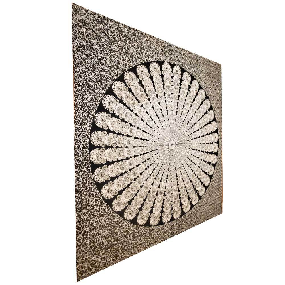 Optical Illusion Spiral Peacock Tapestry - Artisan Home Décor