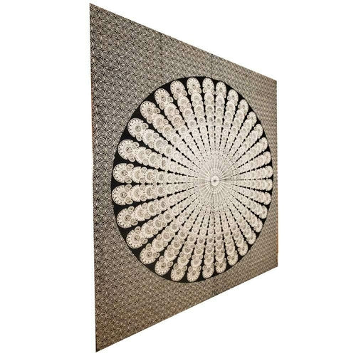 Optical Illusion Spiral Peacock Tapestry - Artisan Home Décor